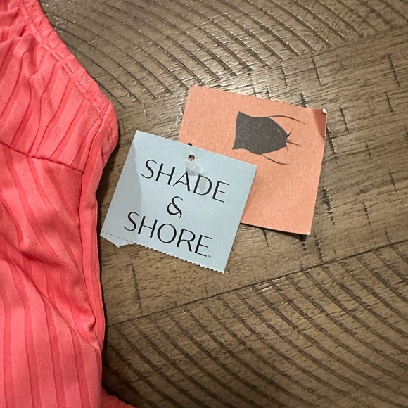NWT Shade & Shore Ribbed Snap-Front High Neck One Piece Swimsuit - Coral M - Picture 6 of 6